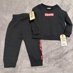 Levi’s Black Red Logo Matching Sweatsuit Size 24 Months Toddler NWT